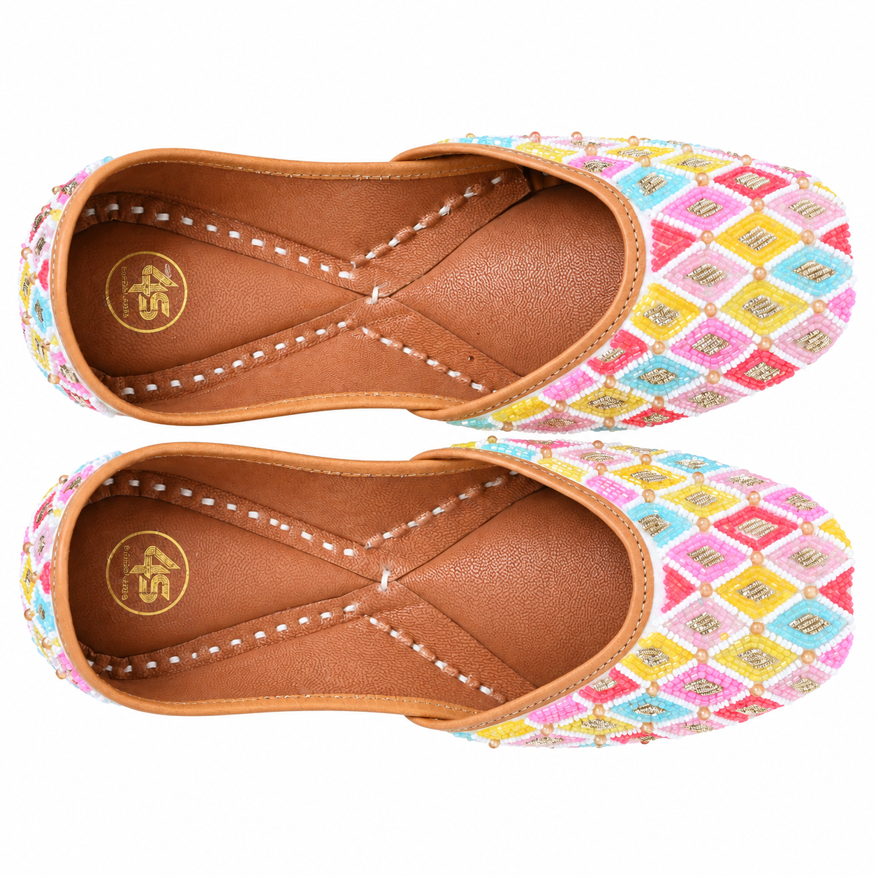 Pastel Multicolor Beaded Punjabi Jutti