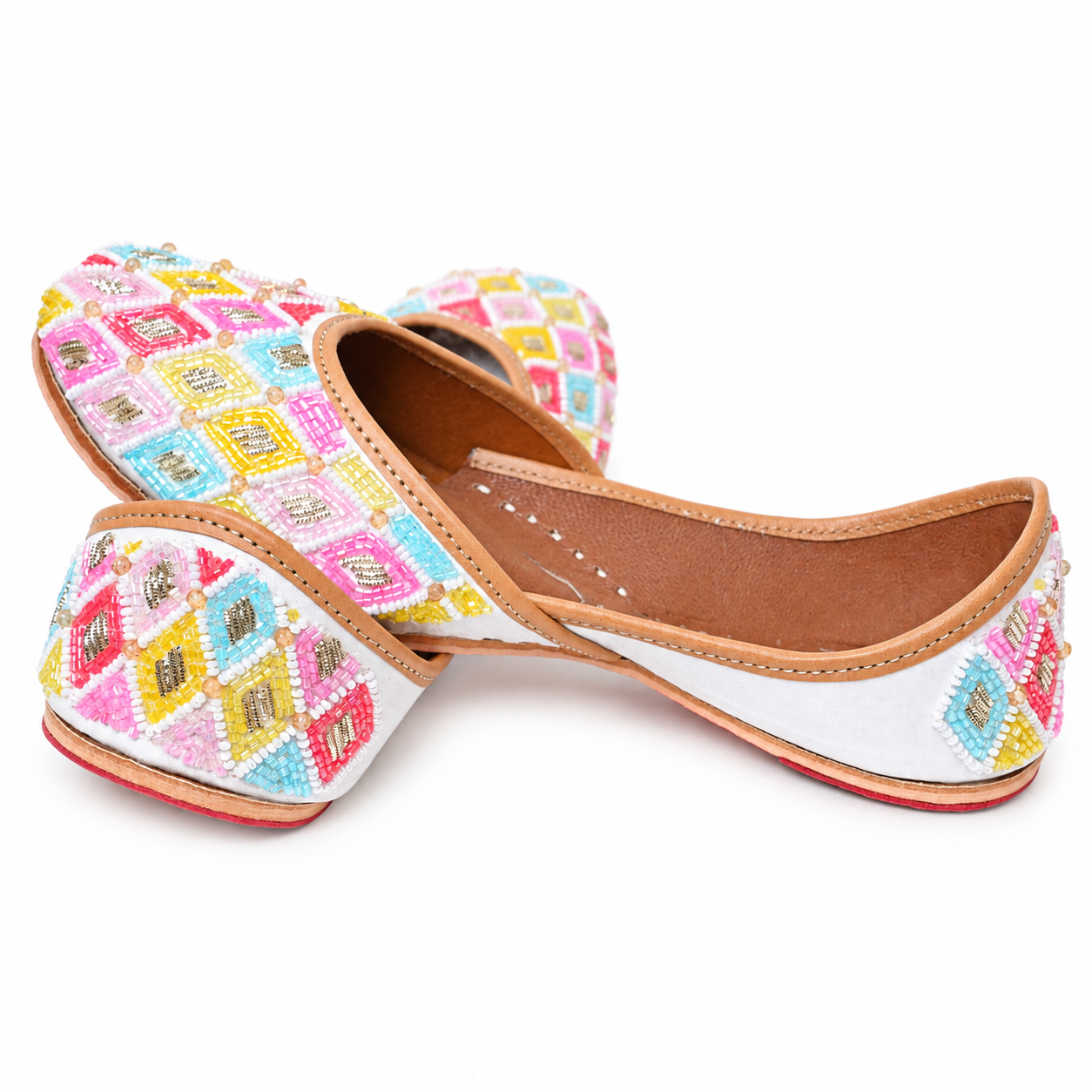 Pastel Multicolor Beaded Punjabi Jutti