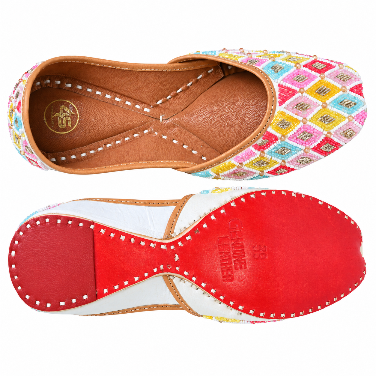 Pastel Multicolor Beaded Punjabi Jutti
