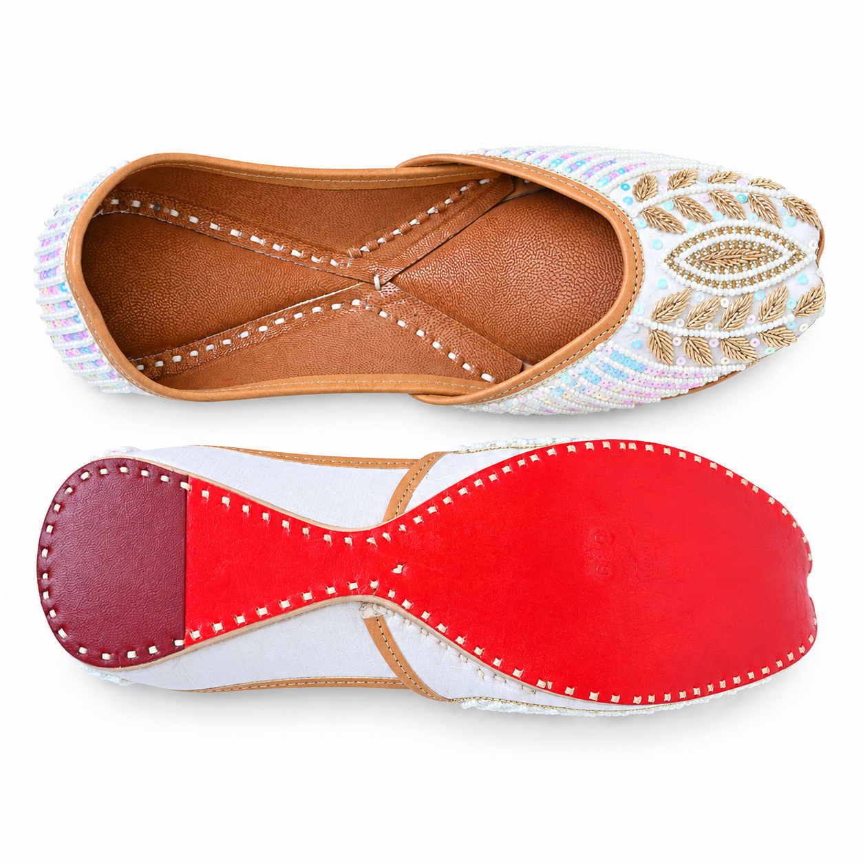 Golden Pearl White Jutti