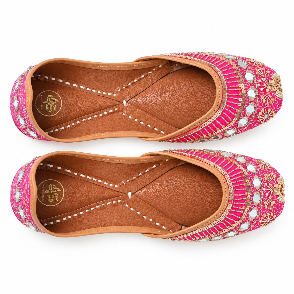 Gulabi Mirror Work Punjabi Jutti