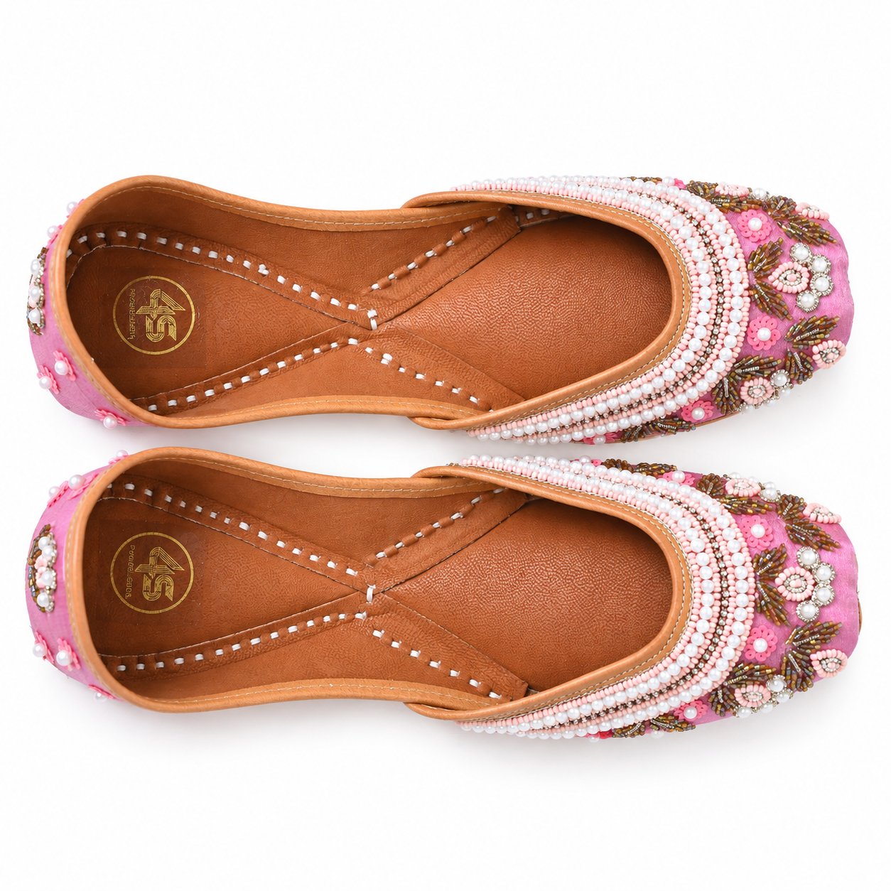 Gulabi Pearl Blossom Punjabi Jutti