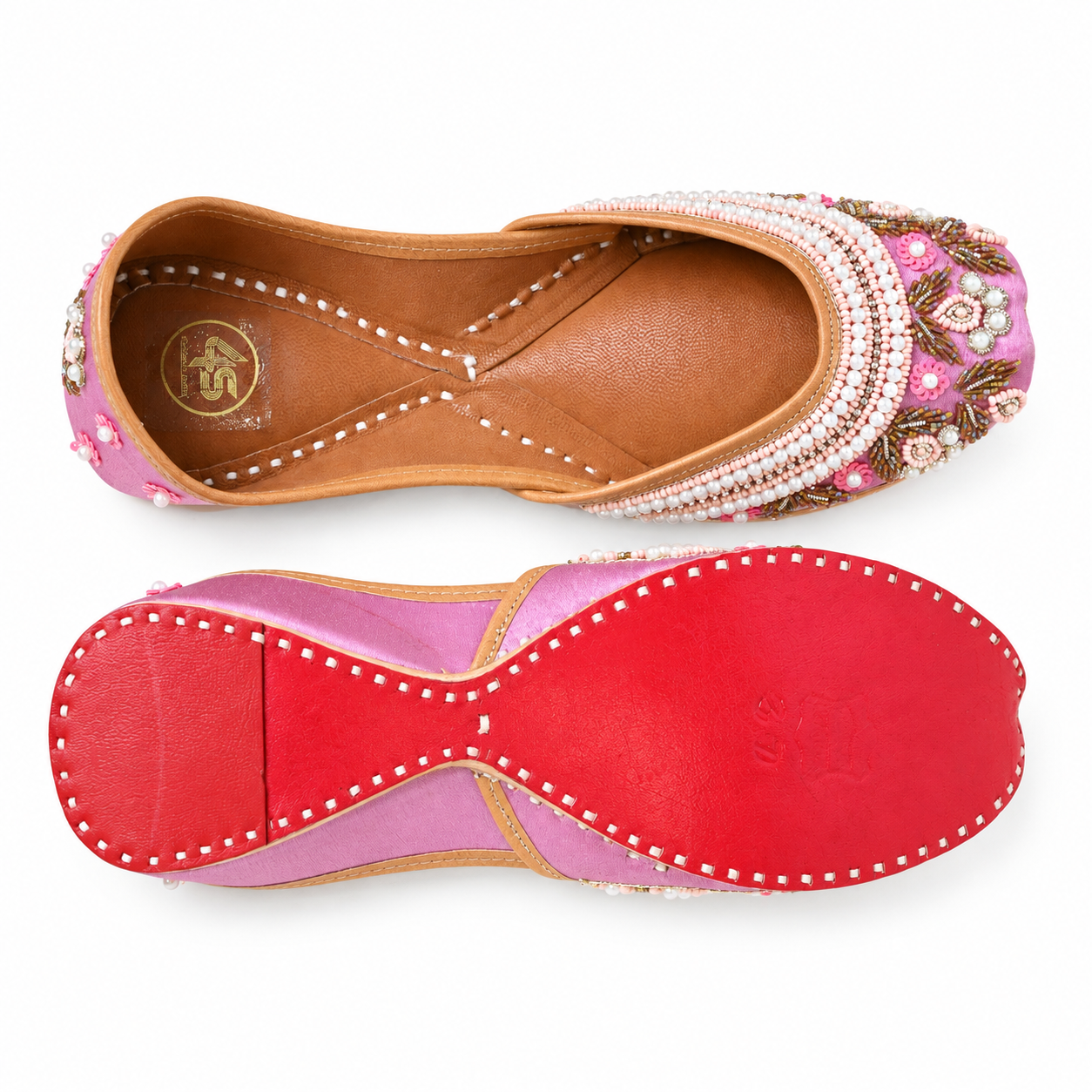 Gulabi Pearl Blossom Punjabi Jutti