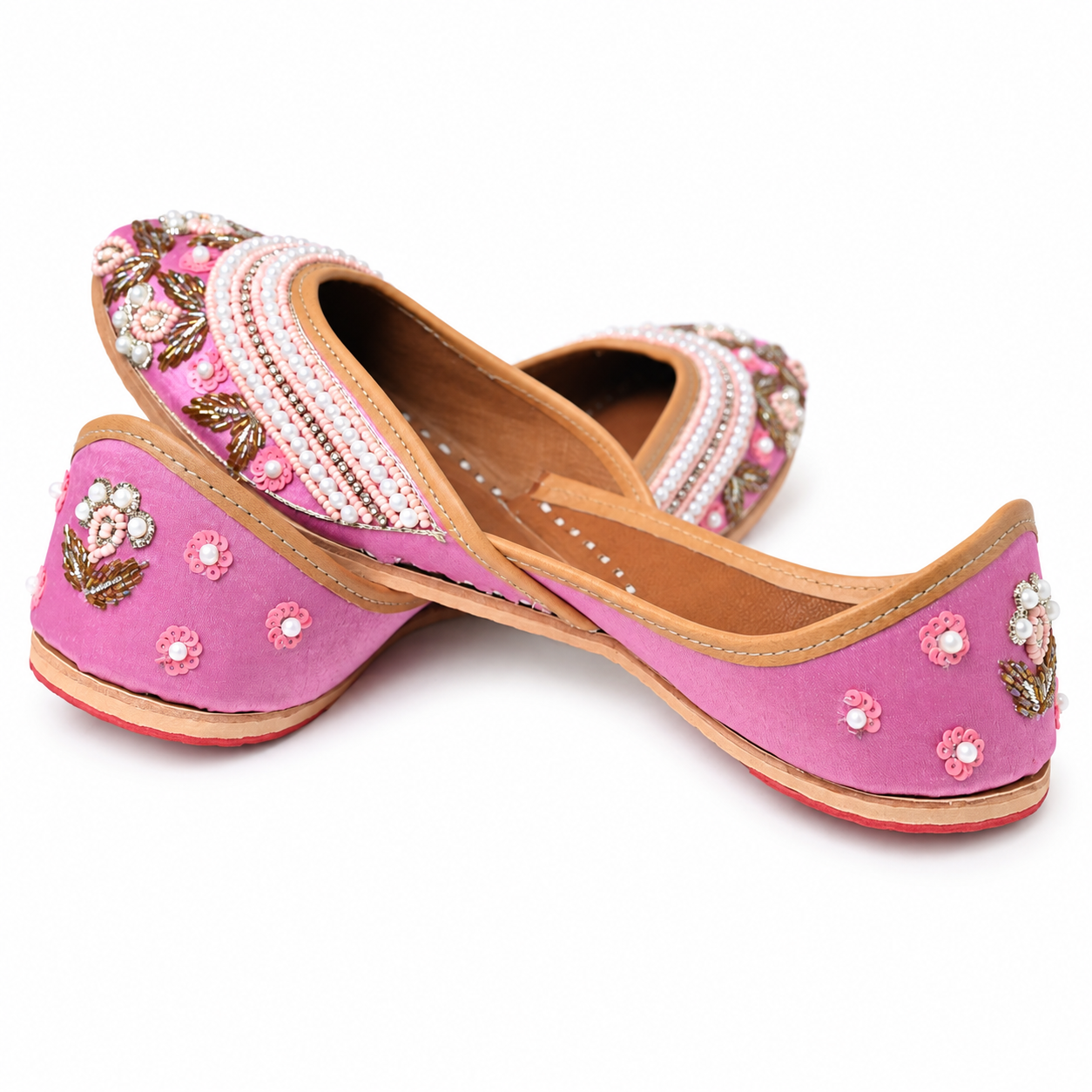 Gulabi Pearl Blossom Punjabi Jutti