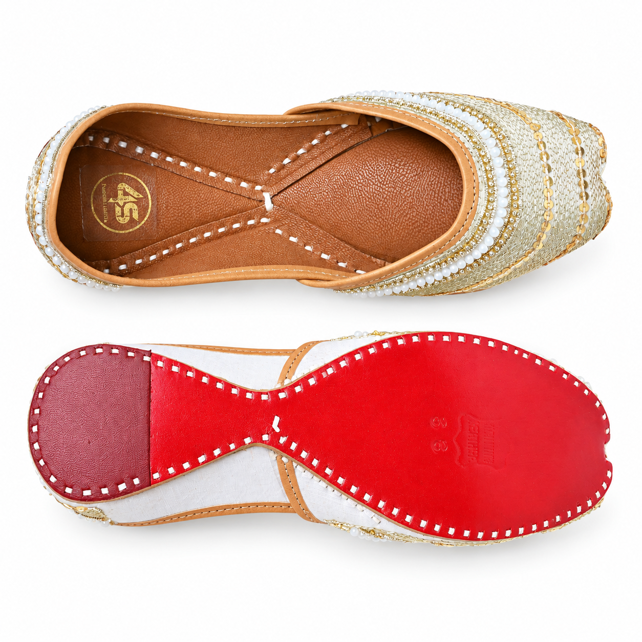 Sunehri Pearl Grace Punjabi Jutti